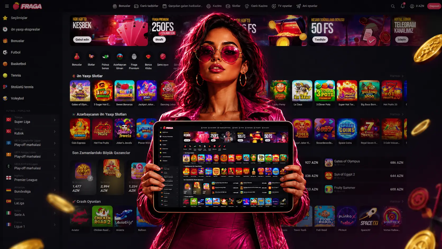 Fraga kazino slotları, Aviator formatı, bonus oyunları və Fragabet casino kataloqu